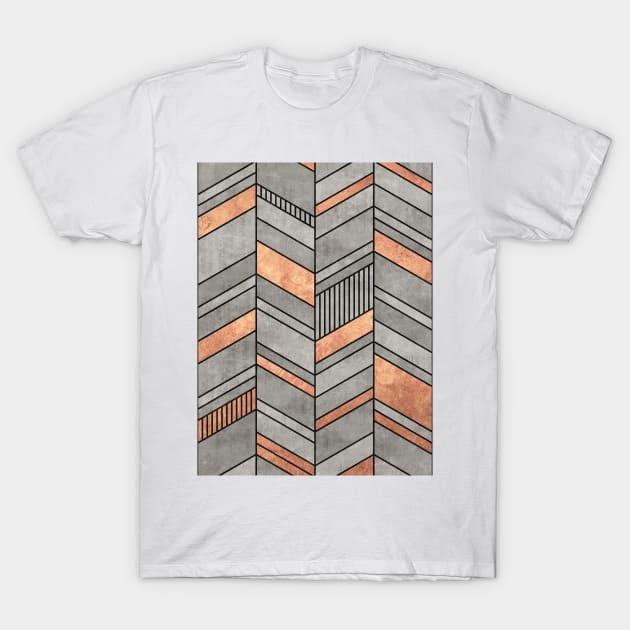 Abstract Chevron Pattern - Concrete and Copper T-Shirt by ZoltanRatko